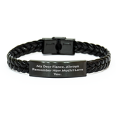 Fiance Gifts from Men, Interlaced Leather Bracelet for Fiance with Inspirational Quote, Graduation Unique Gifts to Remember How Much I Love You. - Image 1